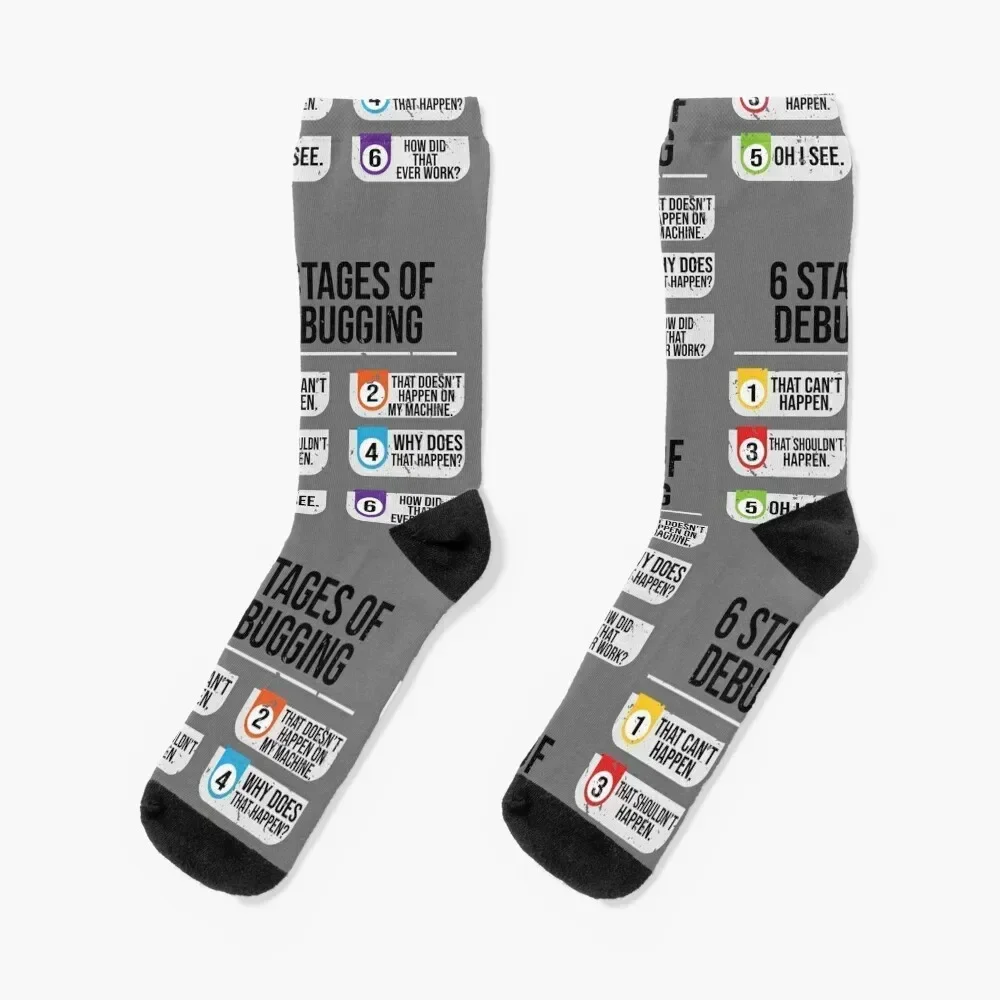 6 Stages Of Debugging Computer Programming Socks fashionable golf Stockings christmas gift Men Socks Women's