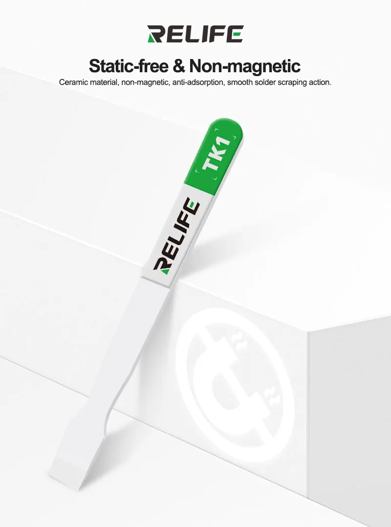 RELIFE TK1 Ceramic Tin Scraper Welding Non Magnetic Adsorption High Temperature Resistance Anti Oxidation BGA Stencil Repair
