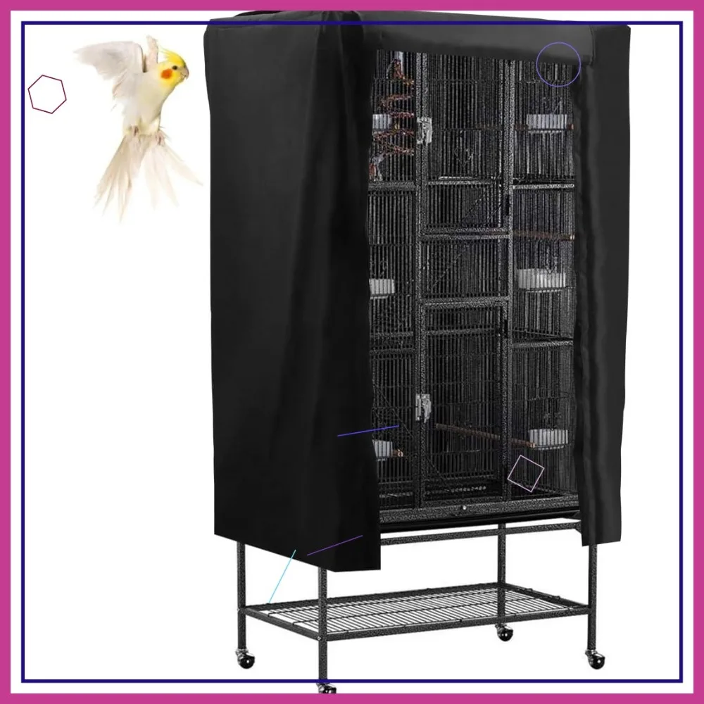 

Универсальный чехол для клетки для птиц для спокойного ночного сна, моющийся и дышащий, большой черный