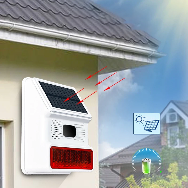 433MHZ Wireless Solar Speaker Siren Outdoor 100Db Sounder Super Alarm Horn Security Alarm Siren