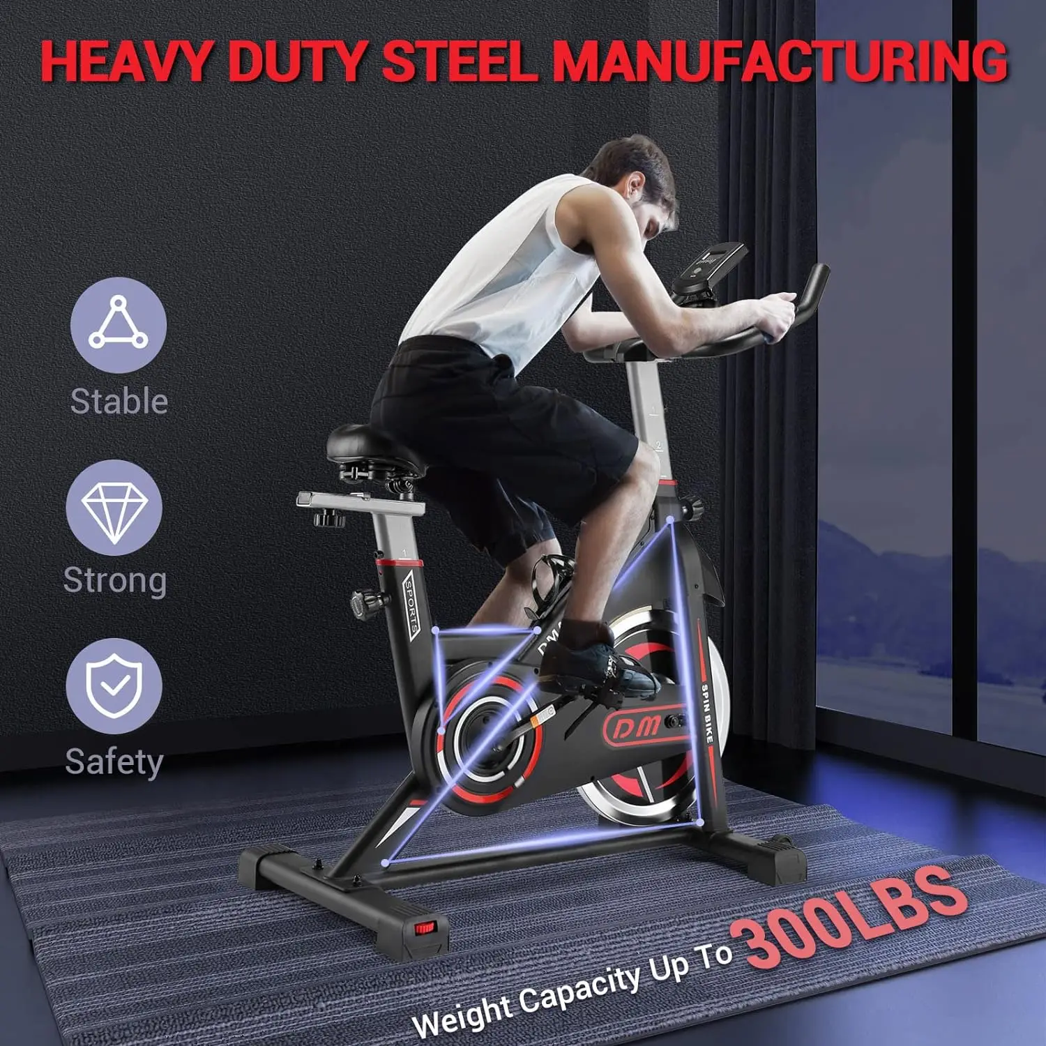 Exercise Bike, Plus Magnetic Resistance/Brake Pad Indoor Cycling Bike Stationary, Cycle Bike with Comfortable Seat Cushion