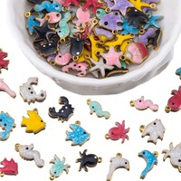 10pcs Stainless Steel Enamel Octopus Seahorse Dolphin Crab Clown fish Charm Bracelet Earring Pendant Base for DIY Jewelry Making