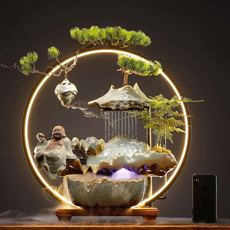 Fountain flowing water creative circulating water lucky ornaments office living room home desktop decoration opening housewarmin