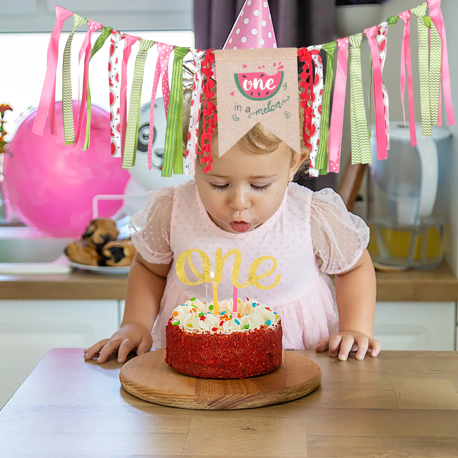 

1 Set Adorable Watermelon Birthday Decorations Baby Party Decor 1st Birthday Banner Set