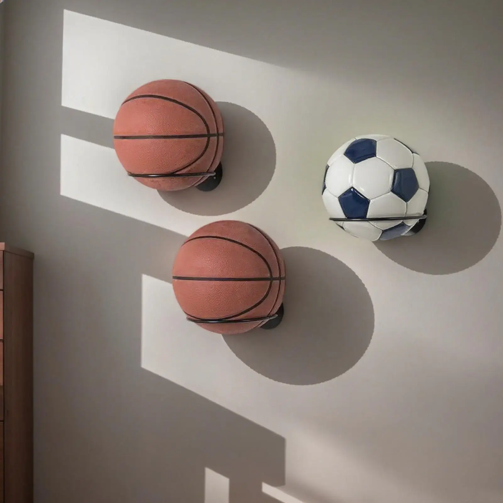 1pc Metal Wall Mounted Sports Ball Display Stand For Basketball Football Volleyball Durable Wall Storage Rack
