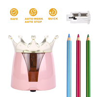 Eagle Auto Electric Pencil Sharpener Quick Sharpener Fit for Various Shapes of Pencils Cute Cartoon Crown Shape Student Supplies