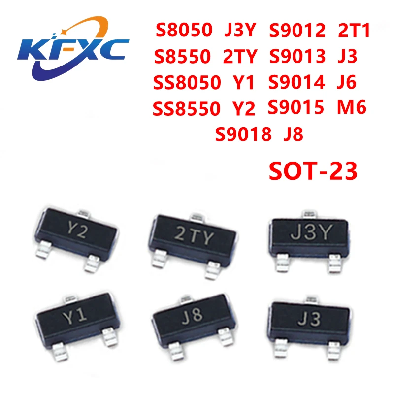 Transistor de SMD, S8050, S8550, S8550, S9012, S9013, S9014, S9015, S9018, TL431A J3Y, STY, Y1, Y2, 2T1, J3, J6,, SOT23, 100PCes