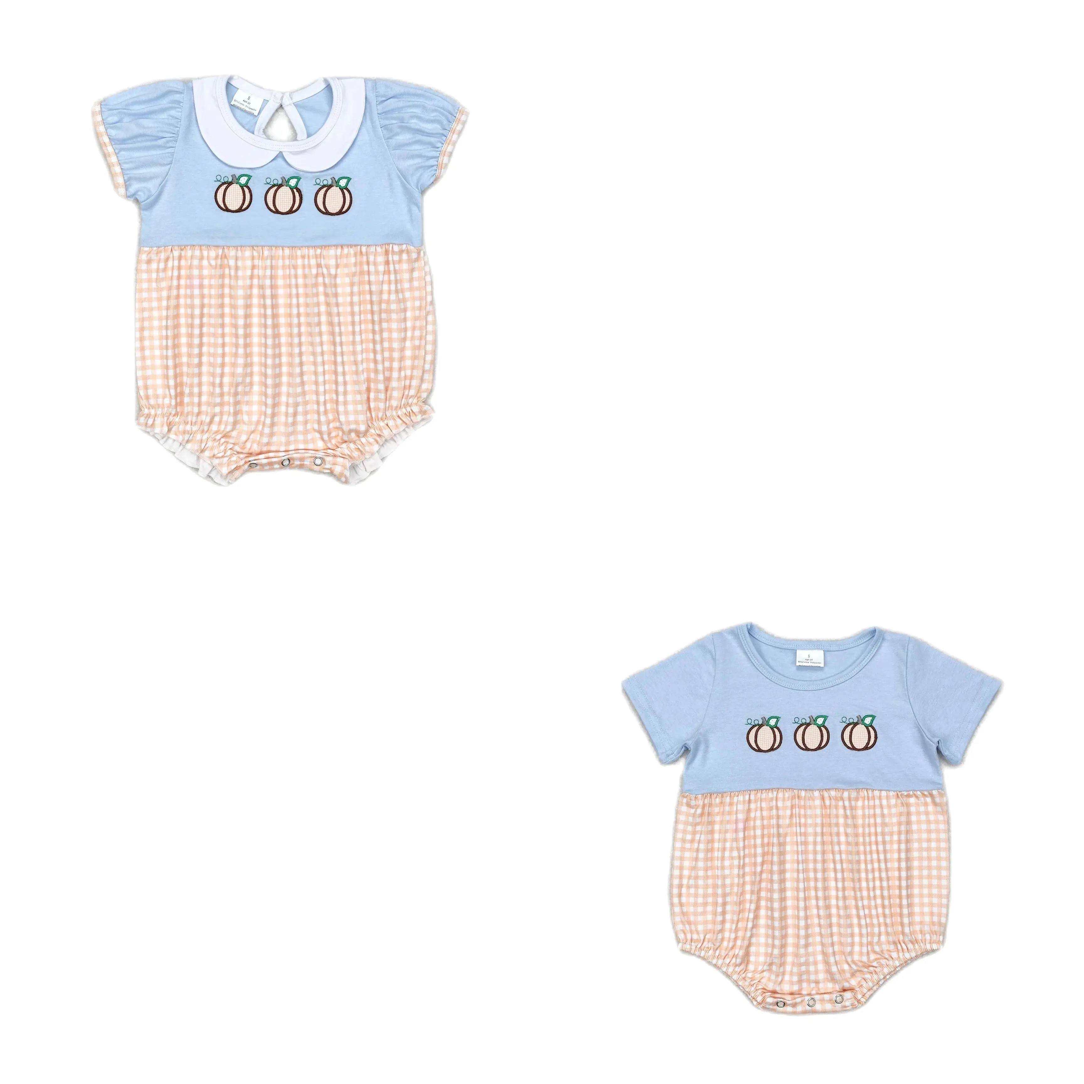 Wholesale Children Thanksgiving Newborn Romper Baby Girl Boy Pumpkin Bows Bubble Jumpsuit Kids Toddler Infant One-piece Clothing