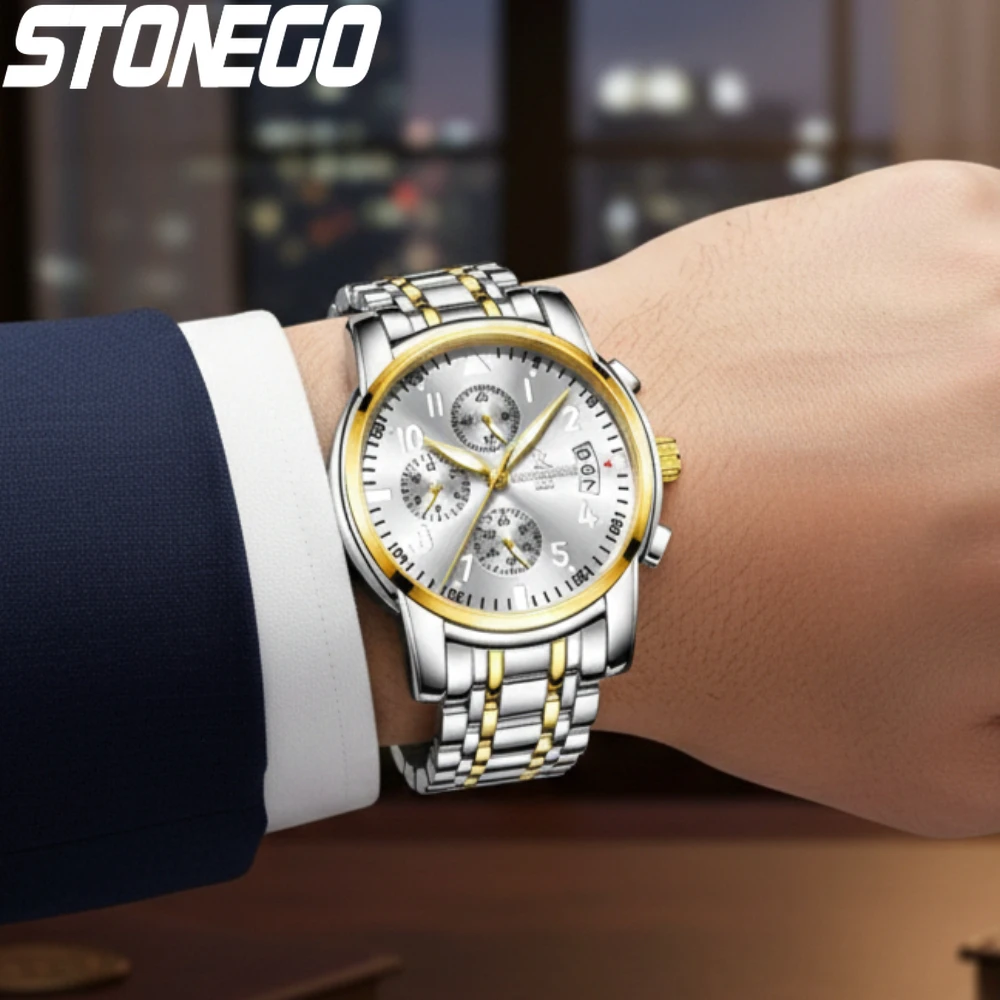 

Кварцевые часы из нержавеющей стали, аналоговый светящийся циферблат, водостойкий классический календарь, хронограф с датой, женский