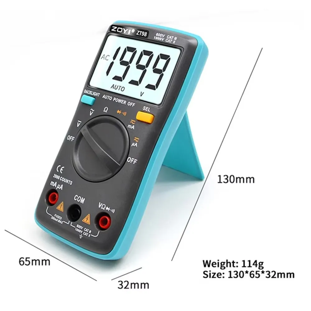 ZOYI multimetro digitale DC/AC tensione corrente capacità Hz diodo Ohm Tester amperometro voltmetro retroilluminazione ZT98 ZT100 ZT101 ZT102