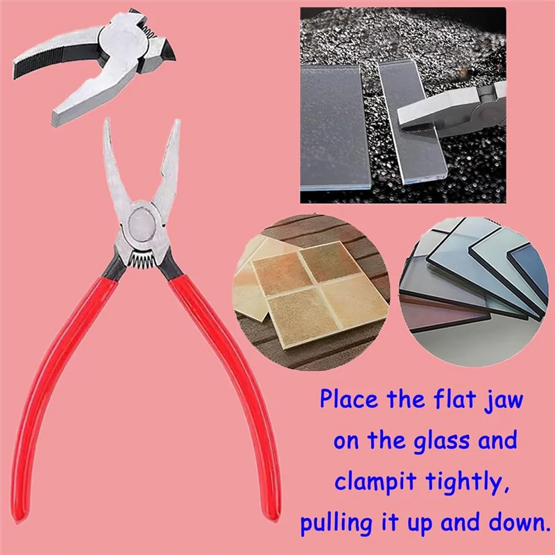 T19C Professional Glass Cutter Tool Set: 2 Pcs With Running Pliers, Curved Jaws & Breaking Pliers With Rubber Tips