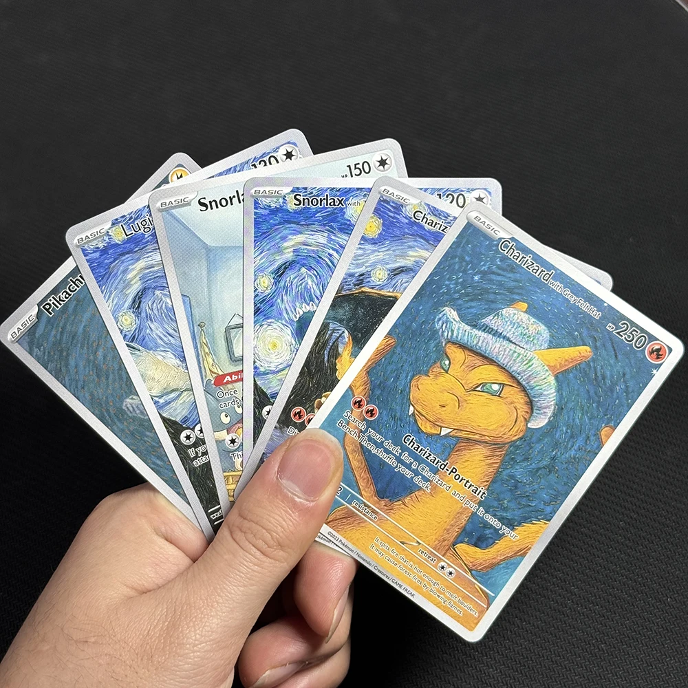PKM Proxy Game Cards Pikachu Starry Night Van Gogh 085 SVP Charizard  Venusaur Smeargle Mew Snorlax Lugia Mewtwo Blastoise PTCG - AliExpress 26