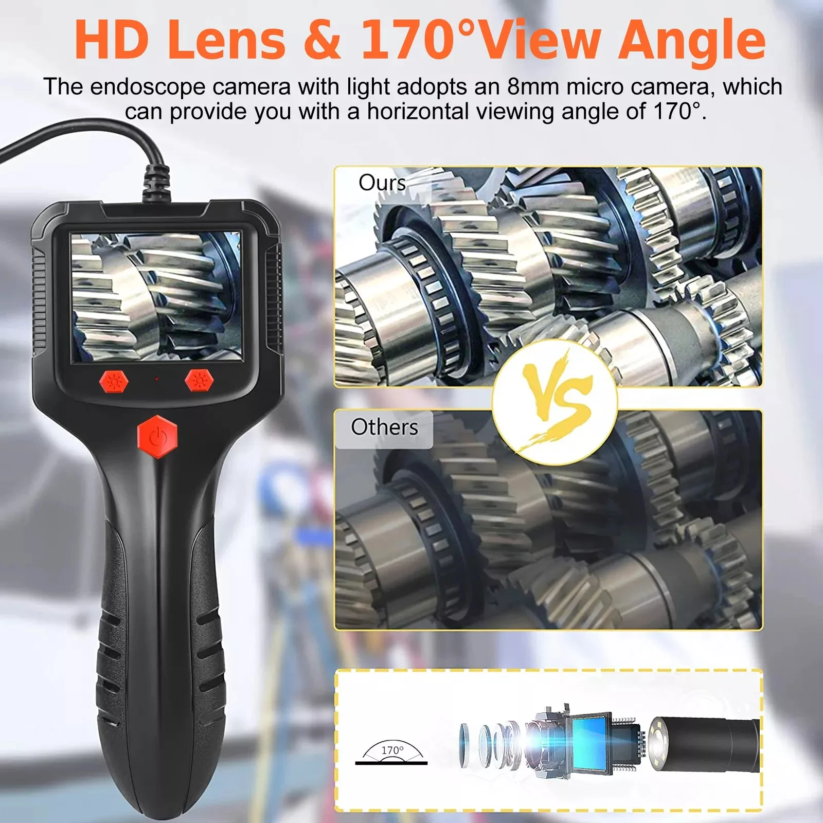 1080P HD LED يده المنظار الصناعي Borescope التفتيش ثعبان كاميرا جامدة كابل التفتيش كاميرا لخطوط أنابيب المجاري #3