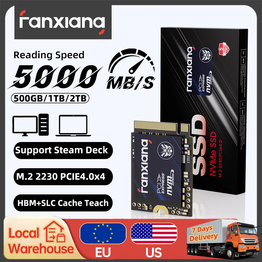 

[Доставка ЕС/США]Fanxiang S700 M.2 SSD 5000 МБ/с M.2 2230 500 ГБ 1 ТБ Жесткий диск PCIe4.0x4 NVMe Внутренний твердотельный накопитель для Steam Deck