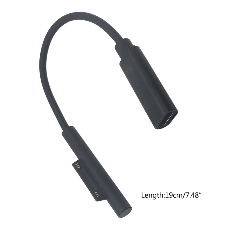 Cabo conector de carregador para micro soft surface pro 7/6/5/4/3, cabo de carregamento para laptop tipo c usb 3.1 pd adaptador de alimentação 15cm