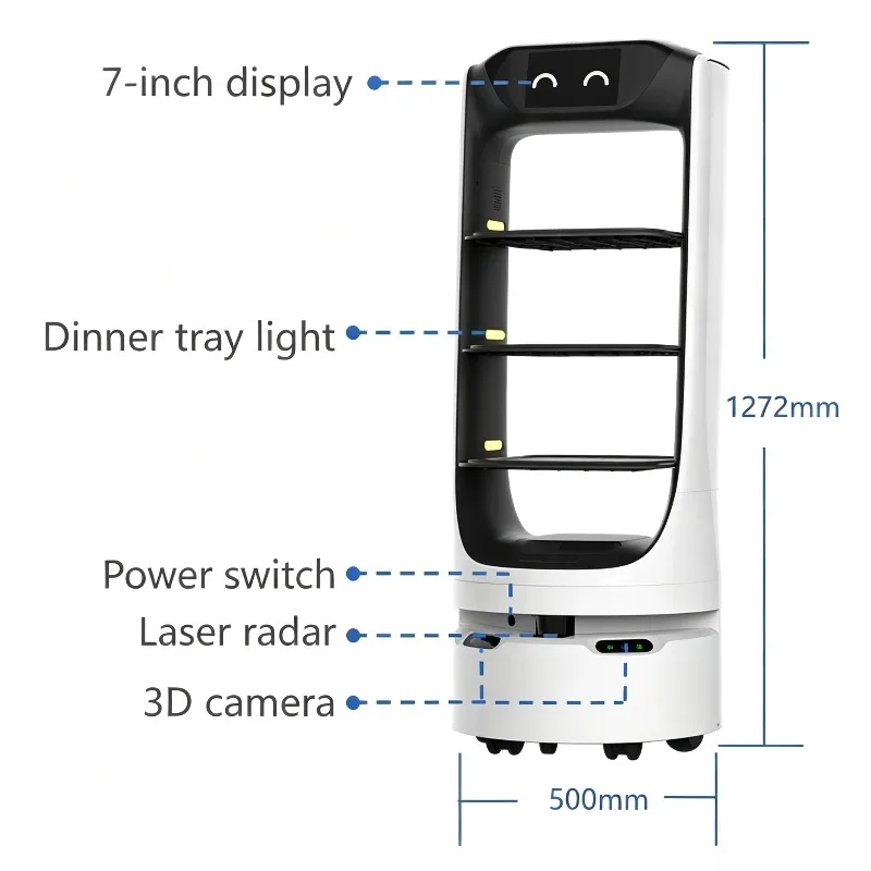 Customized Food Delivery Robot Programmable Route Mobile Robot Flexible Adjust Delivery Path For Different Restaurant Layout