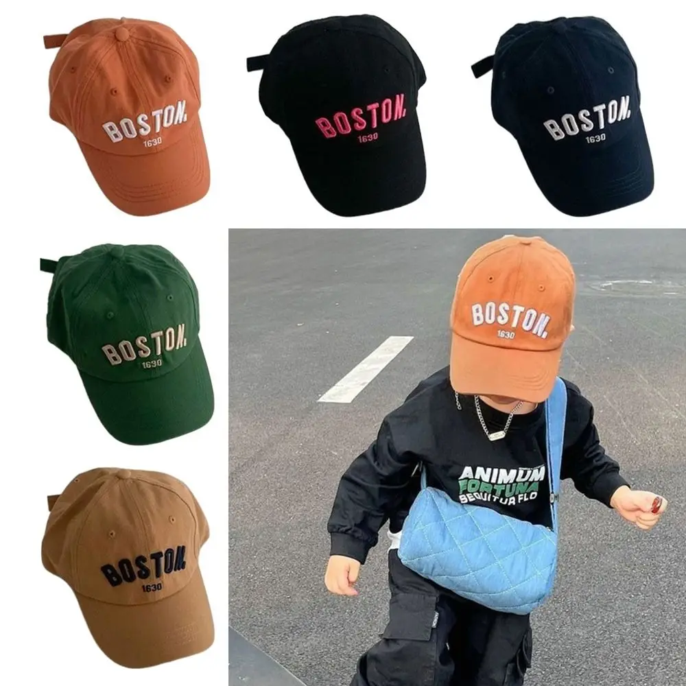 

Anti-UV Solid Color Children's Hat Letter Embroidery Cotton Polyester Sun Hat Peaked Hats Outdoor