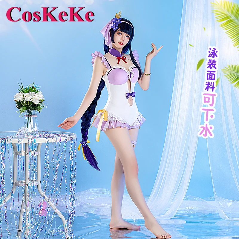 

CosKeKe Raiden Shogun Cosplay Anime Game Genshin Impact Costume Lovely Sweet Summer Beach Swimsuit Party Role Play Clothing S-XL