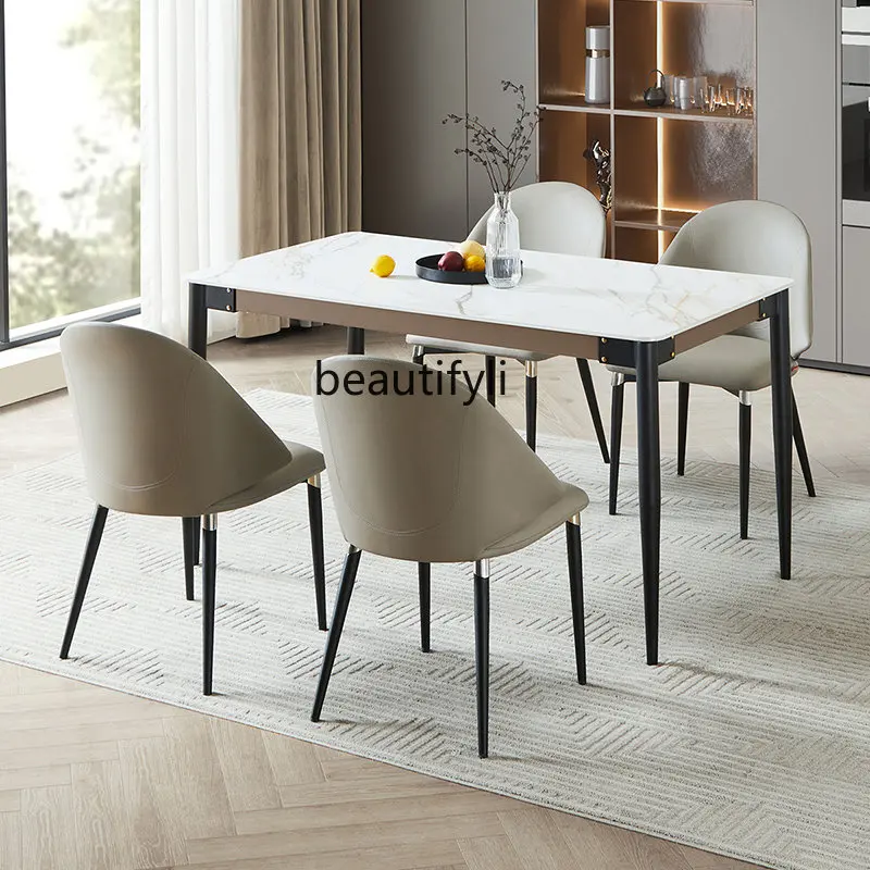 

Modern Minimalist Table Stone Plate Small Apartment Dining Table and Chair Furniture dining table set 6 chairs