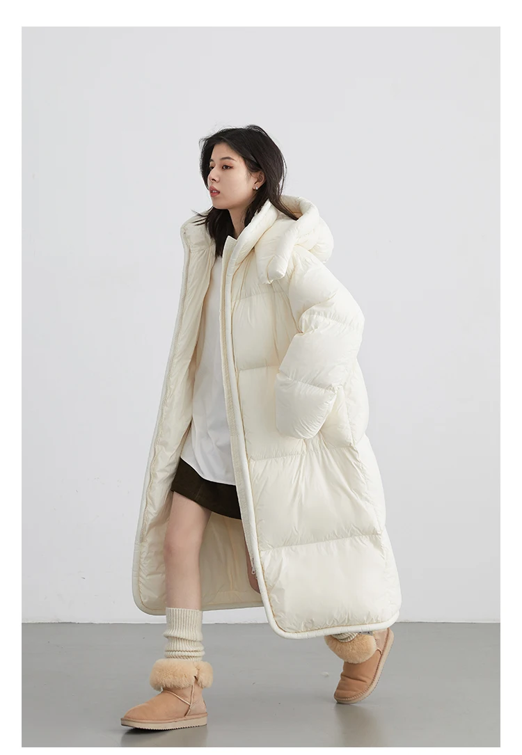 CHIC VEN Women Long Down Coats Hooked Loose New Solid Woman Down Jacket Thick Soft Warm Female Overcoat Autumn Winter 2025