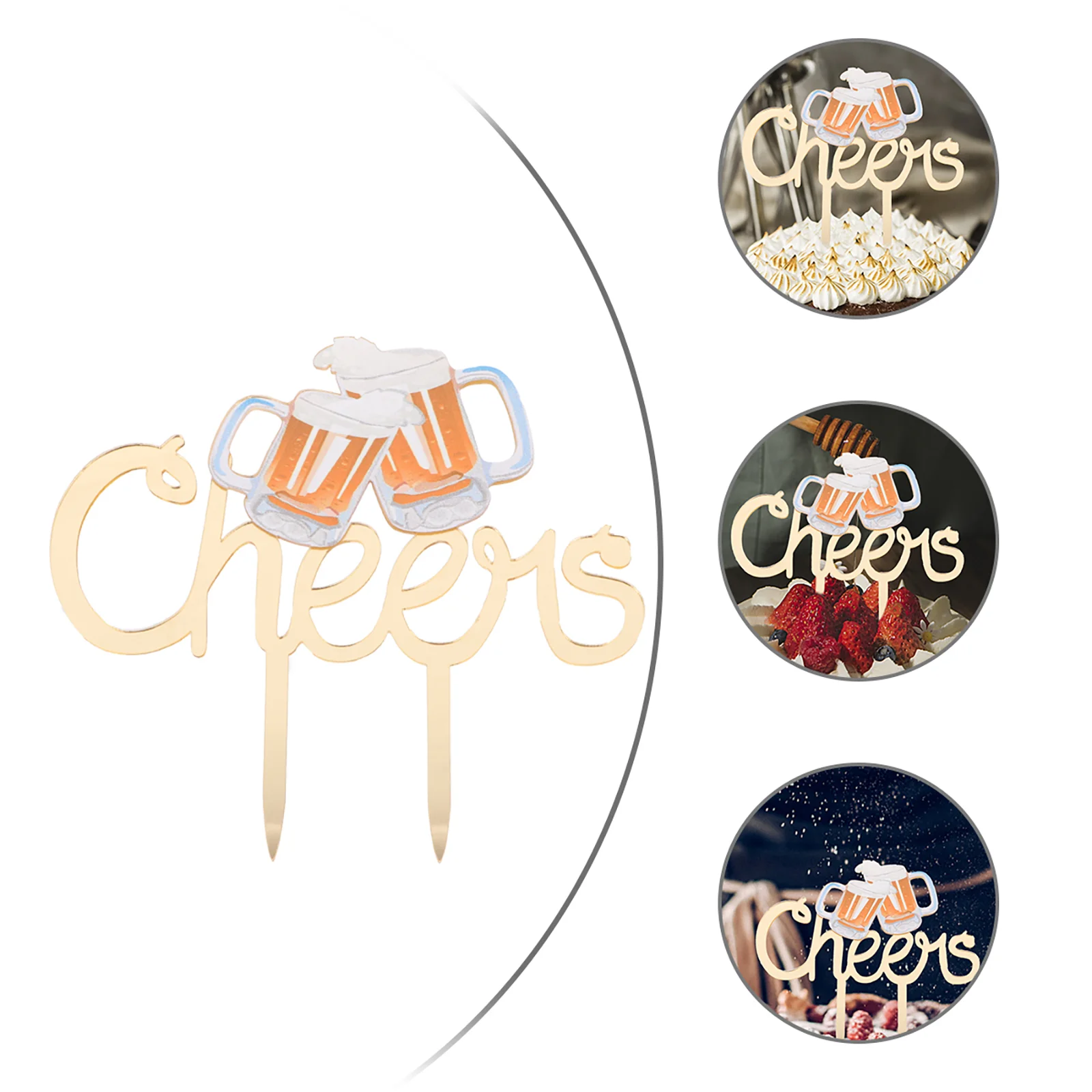 2 Pcs Cheer Cake Plug Cupcake Insert Cards Decor Dessert Toppers Inserted Acrylic Attractive Letter Ornaments