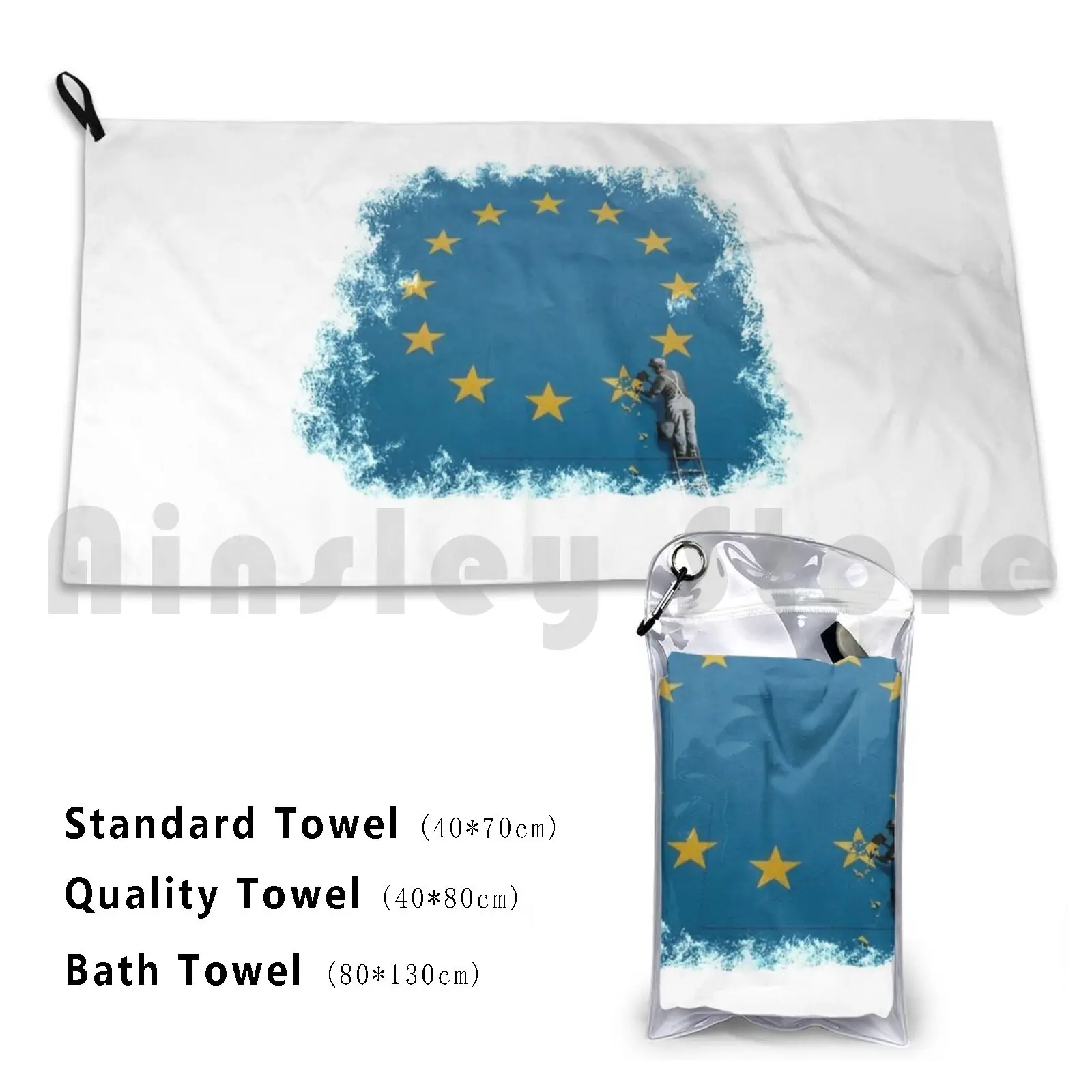 Eu Bath Towel Beach Cushion Banksy Eu Graffiti Dover Uk Street Art Street Vandalism Politics Spray Paint