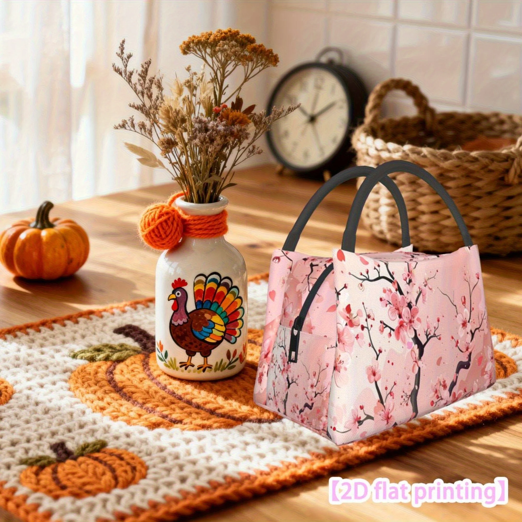 A Peach Blossom Pattern Item Suitable for Home Dining Rooms Offices Classes Back-To-School Supplies Unisex Portable