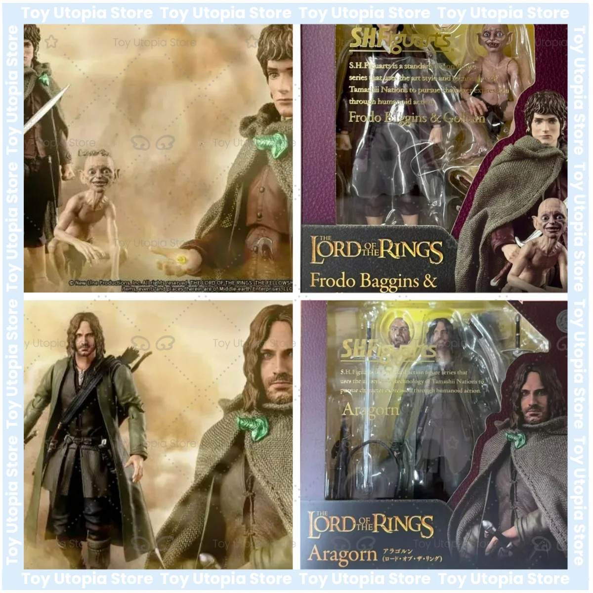 En stock BANDAI S.H.F El Señor de los Anillos Aragorn, Frodo Baggins y Gollum Figura Modelo Terminado Kit Anime Completo Regalo