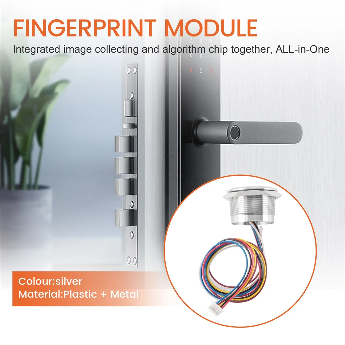 R503 Circular Round RGB Ring Indicator LED Control DC3.3V MX1.0-6Pin Capacitive Fingerprint Module Sensor Scanner, 19Mm