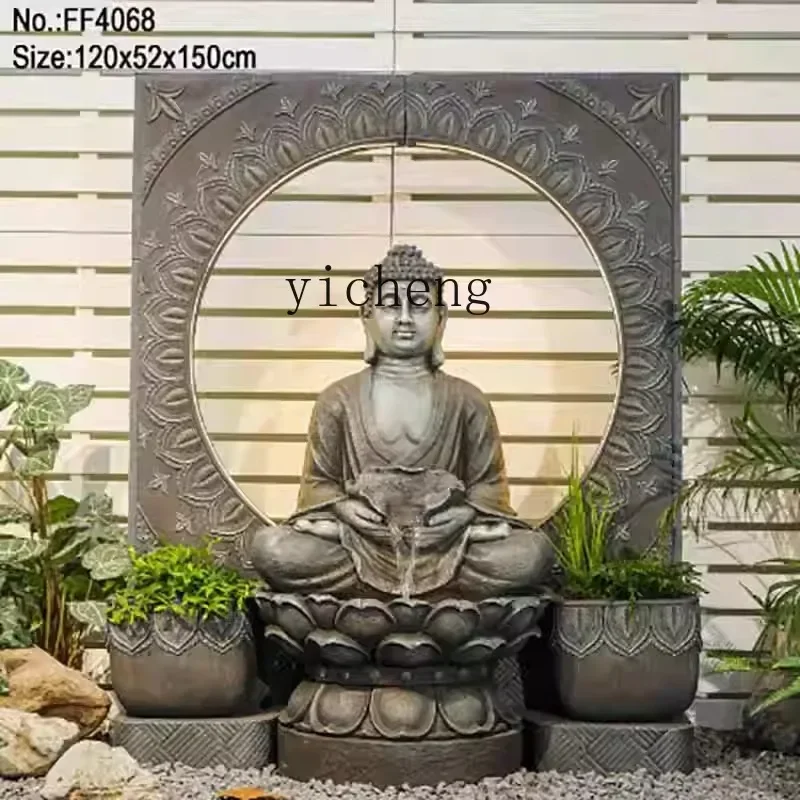 

L14-Zen Buddha statue ornament club hotel lobby circulating water fountain landscape decoration