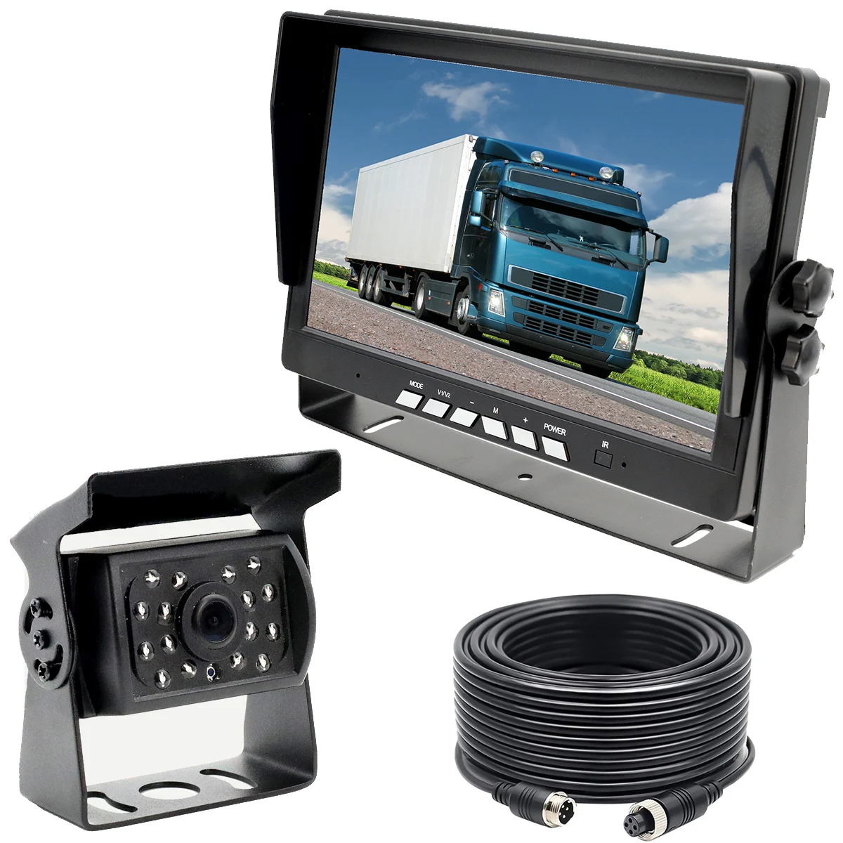 7Inch 1024X600 IPS AHD Monitor Wired Backup Camera Kit+1080P IP69 Rear View Reversing Rearview Camera For Truck Bus RV Car