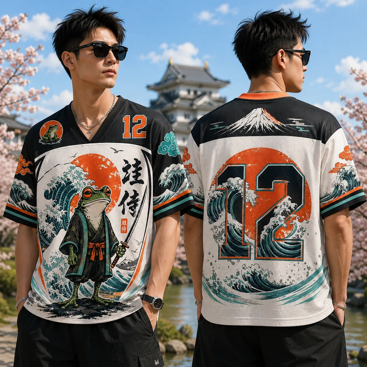 2026 Summer Fashion New Retro Japanese Samurai Frog Pattern Design 3D Printed Outdoor Street Style Loose T-shirt Large