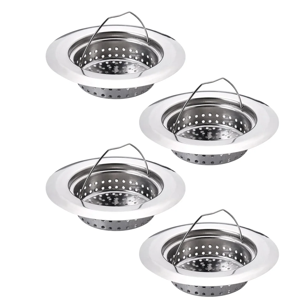

4pcs Stainless Steel Sink Strainers Kitchen Supply Food Debris Filters Fine Mesh Drainage Strainer For Kitchen Sink Garbage