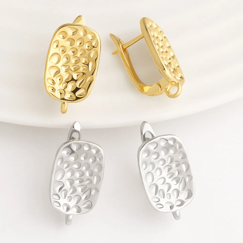 OCESRIO Textured Rectangle Hoop Earrings Brass Leverback French Lock Huggie Earrings DIY Jewelry Base Findings Wholesale erha141
