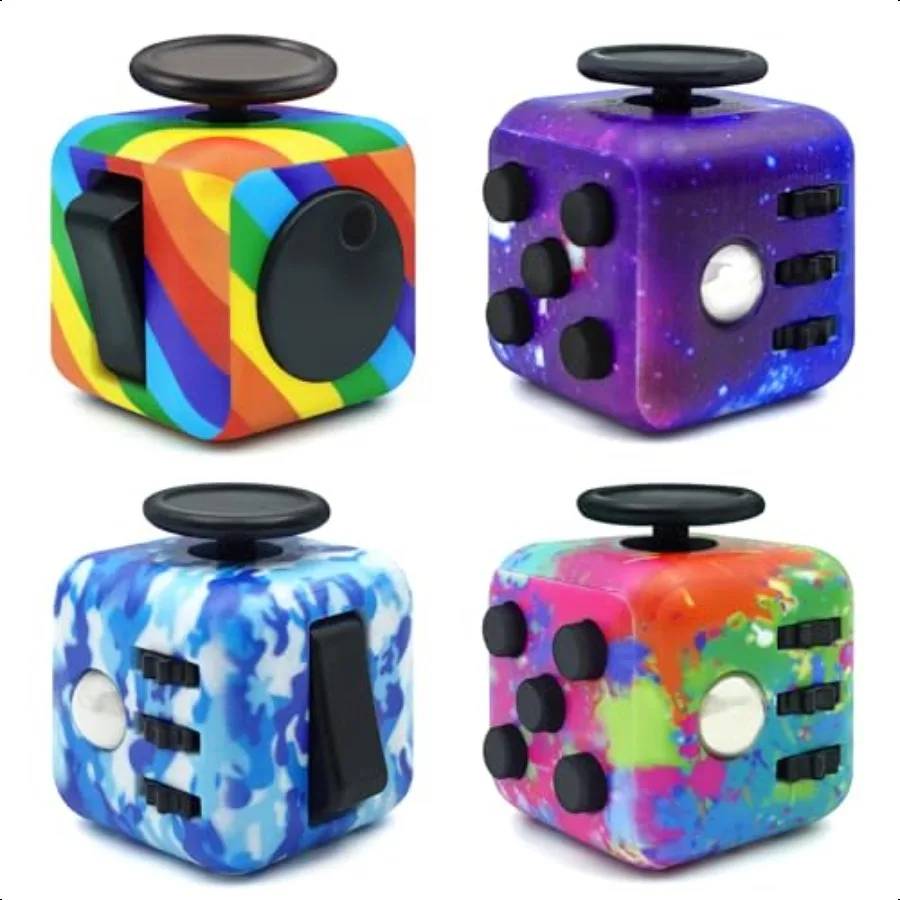 

Lollyx Fidget Toy Cube 4 Pack Cube Fidget Anxiety Relief Toys для взрослых 6-сторонние игрушки Fidget Cube HandHeld для взрослых ble S