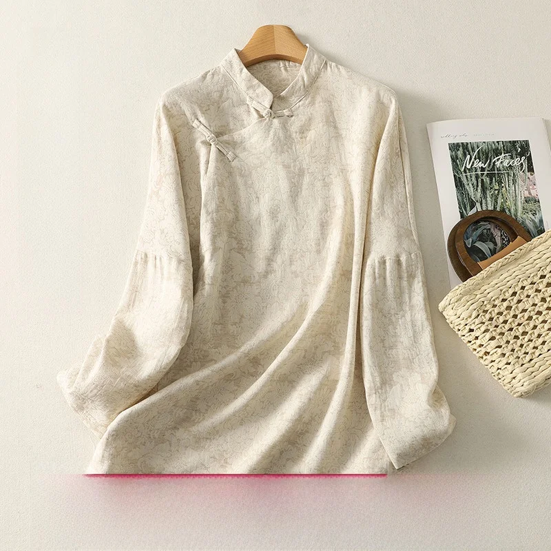 Loose Fit Katoen Linnen irt Lente Pendelen Nieuwe Chinese Sle Nationale Wind Slaed Sensation Lange Sve Rechte Buis pe