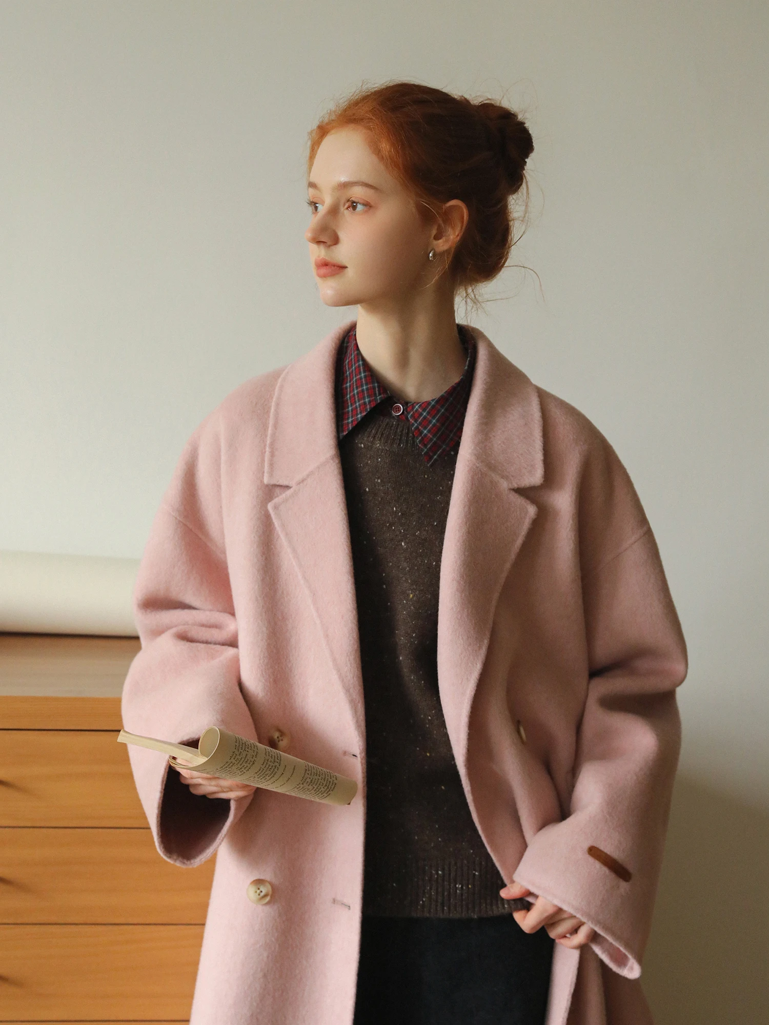 MELLIIY Double-Breasted Camel Hair Blend Woolen Coat Women's Commuter Style Double-Faced Suit Vintage Straight-Line Long Sleeve