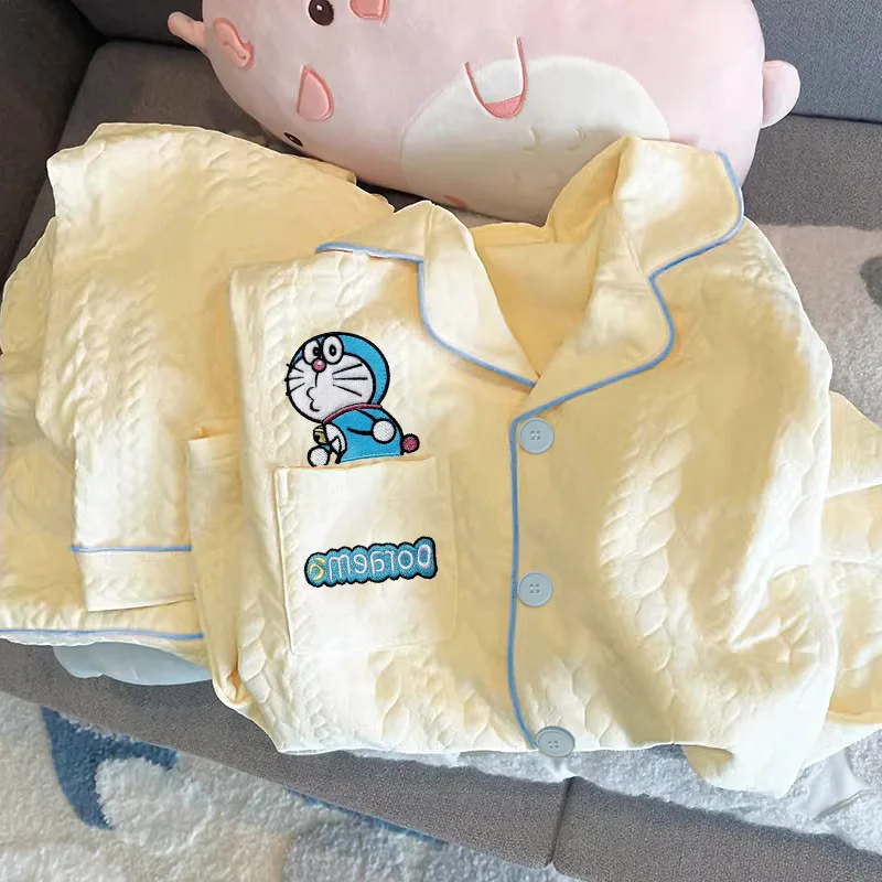 Set Piyama Musim Gugur Pakaian Tidur Kucing Anime Jepang Lucu Wanita 2026 Pakaian Rumah Nyaman Musim Semi Gaun Malam Pakaian Santai 2 Potong