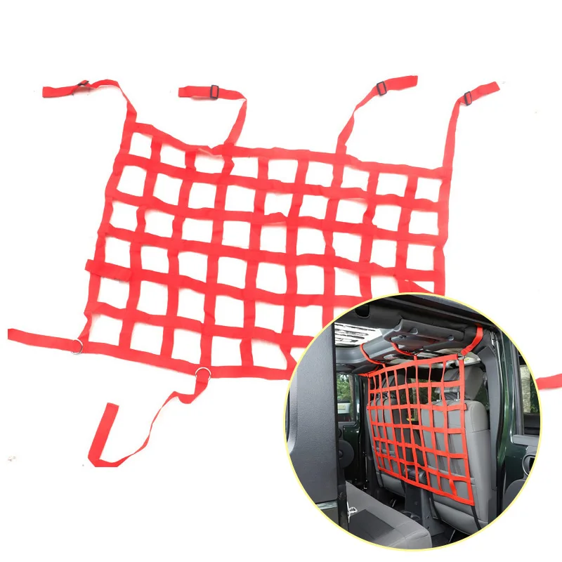 

1PC Pet Safety Front Row Isolation Net for Wrangler JK/JL Gladiator JT Trunk Black/Red Storage Isolation Seat Safe Separation