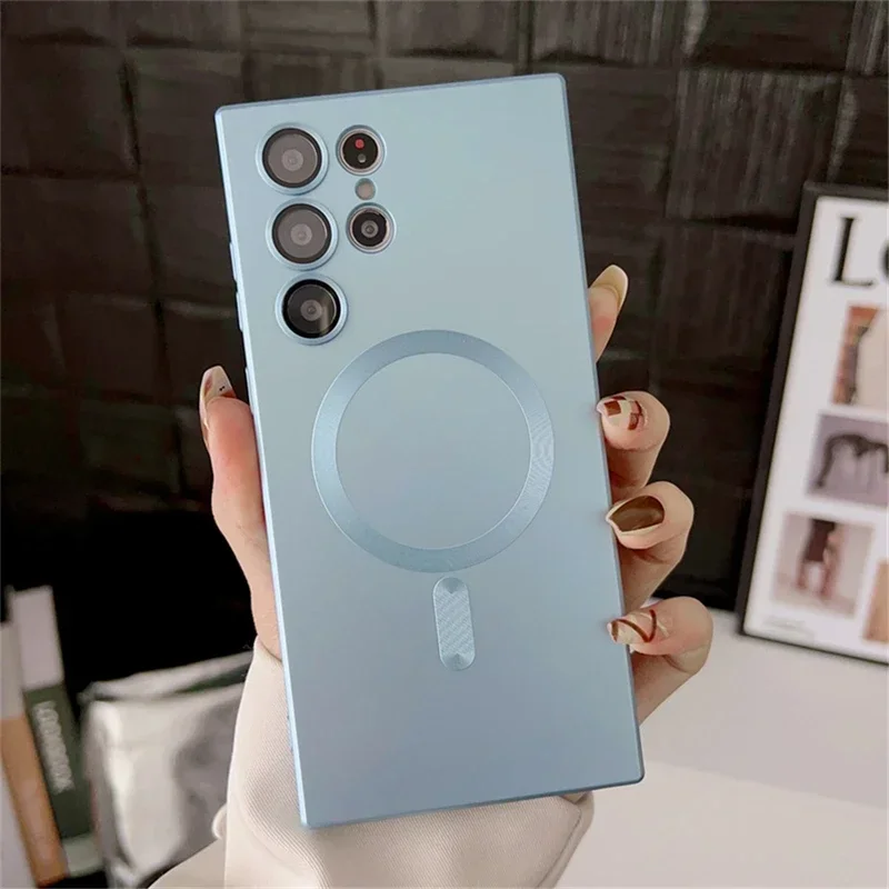 

Silicone Magnetic Phone Case For Samsung S20 S21 FE S22 S23 Ultra Note 20 10 Plus Shockproof Camera protection Cove