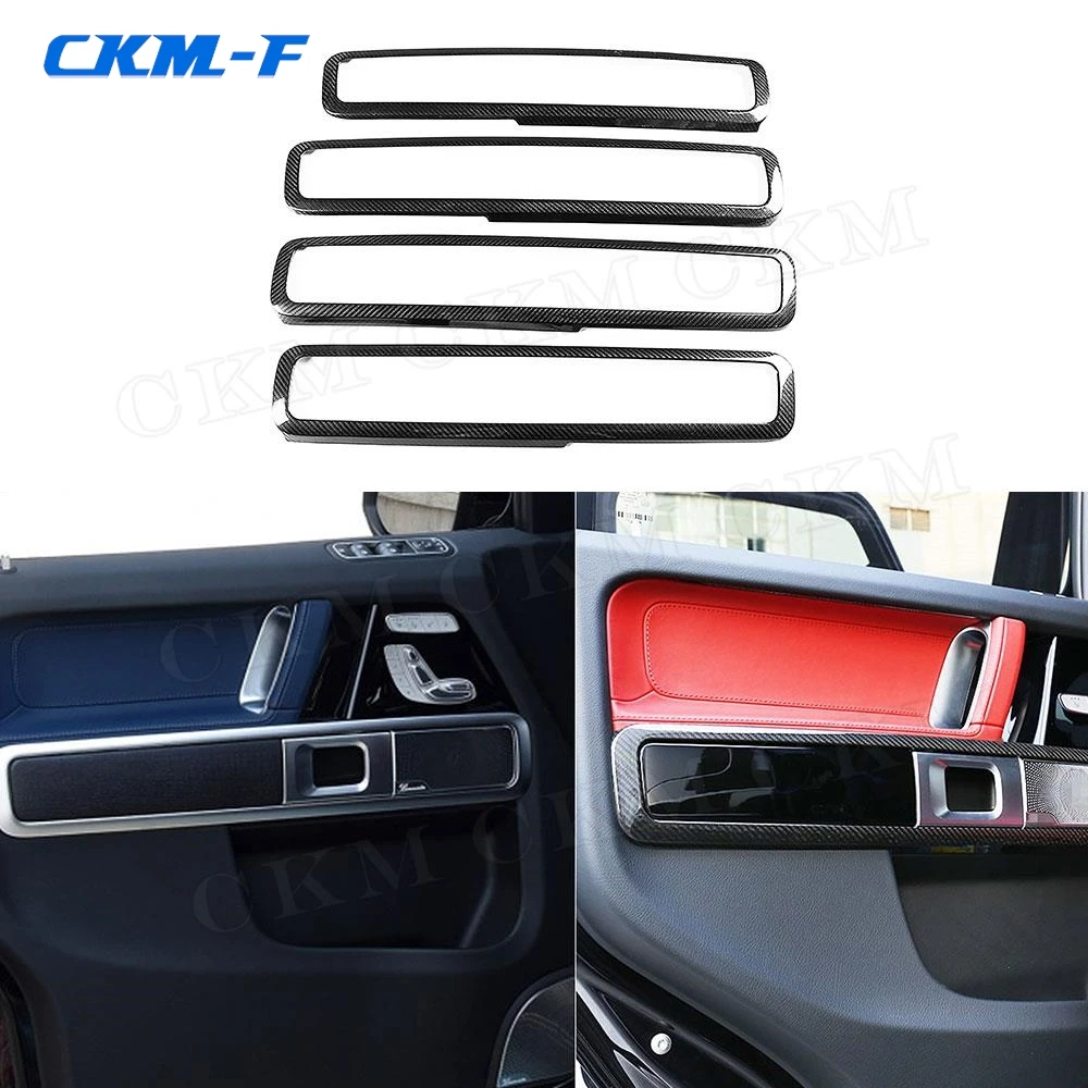 Carbon Fiber Car Interior Door handle Frame Decoration Sticker 4 PCS For Mercedes Benz G Class W464 G500 G63 AMG 2019-2020