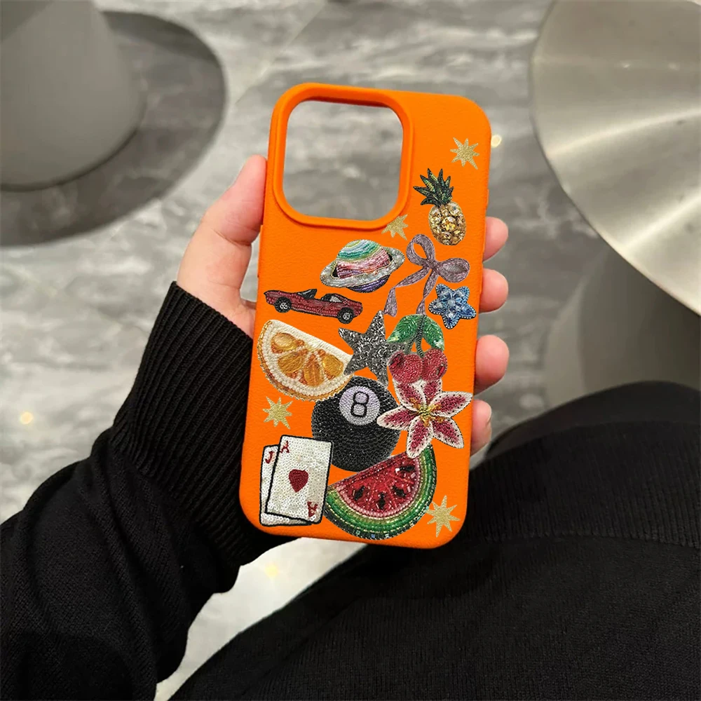 Stickerei-Elemente Handyhülle für iPhone 17 16 15 14 13 12 11 Pro Max 16 15 14 Plus 17 16 15 14 Pro 17Air Silikon Matte Hülle – Detail 6