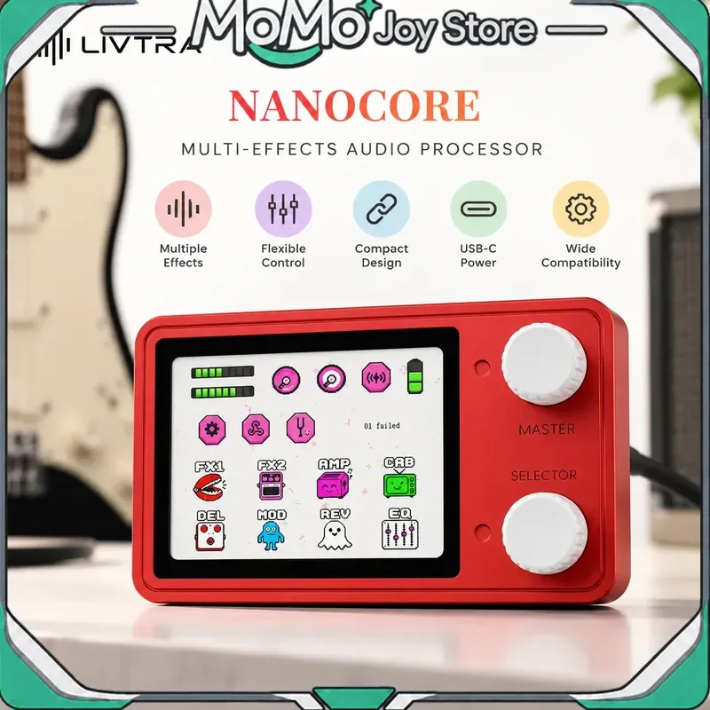 Hot Livtra Nanocore Mini Guitar Multi-Effects Processor, New Color Matching, Pocket Audio Interface For Guitar Recording