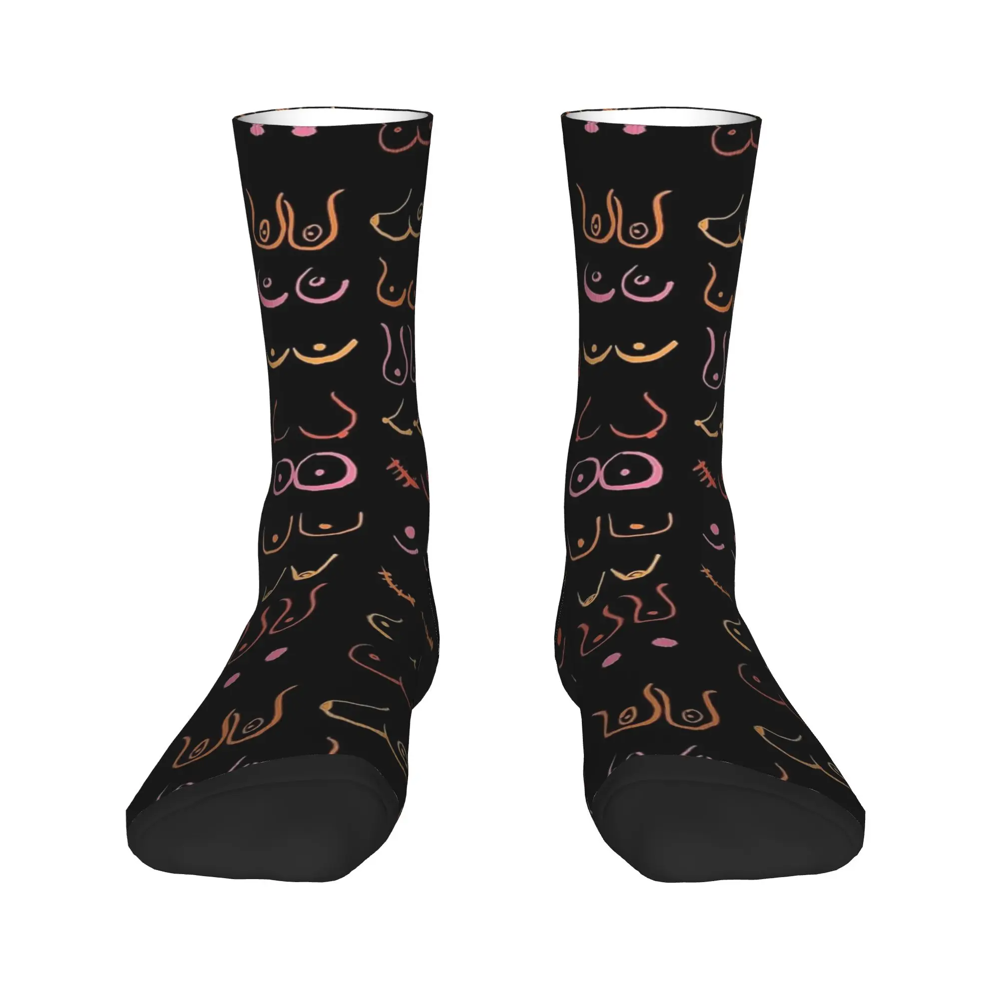 Unisex Men Socks Neon Boobs Drawing  Stockings Non Skid Breathable Socks Winter Modern Printed Running Sports Socks