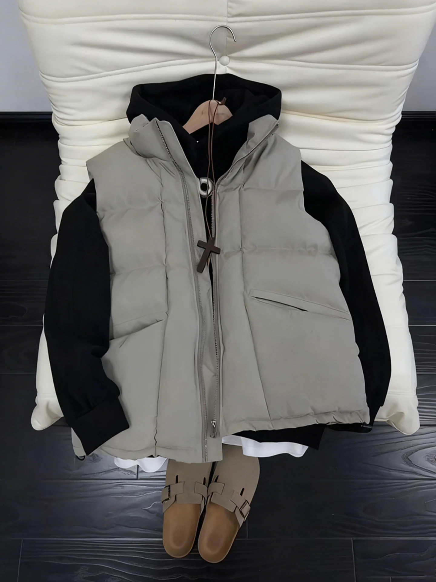 

Мужской утепленный зимний жилет с воротником-стойкой, теплый, в американском стиле, из хлопка, с наплечниками