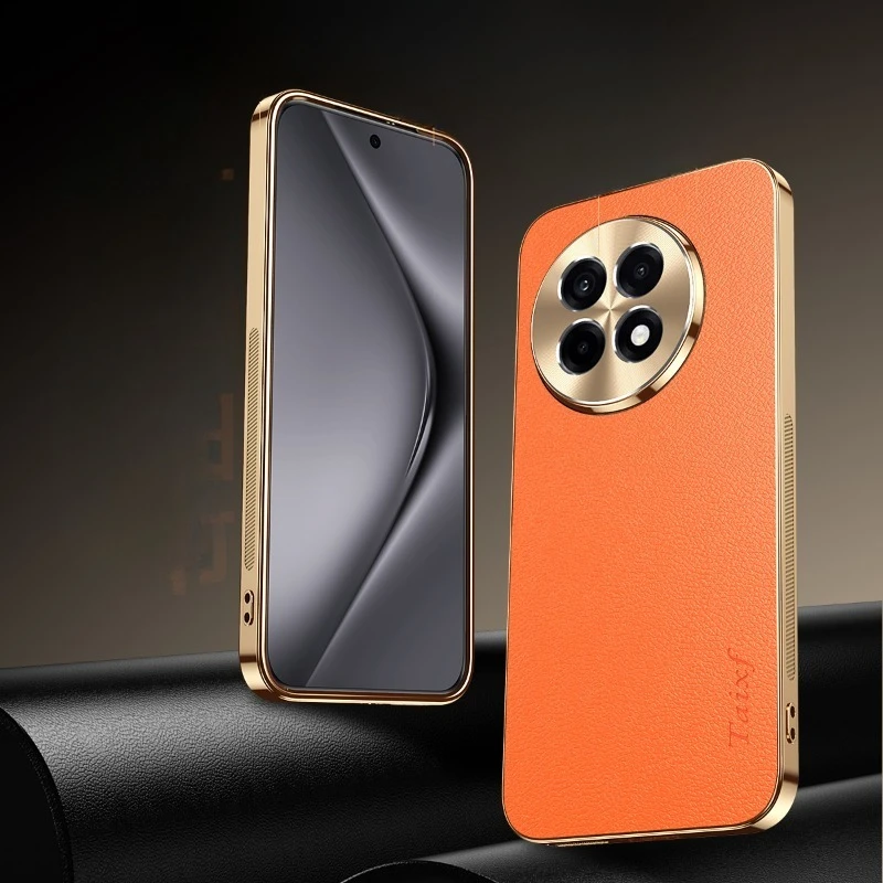 Case For 1+ 13 R Leather Texture Lichee Pattern Plating Cover For OnePlus Ace 5 1+ Ace3 2 Pro Shockproof Protection Cases