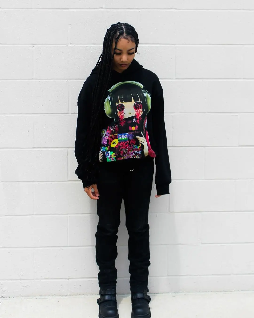 Harajuku Cartoon Girl oversized sweatshirt hoodie body armor hoodies women goth y2k tops 2024 new streetwear gothic clothes