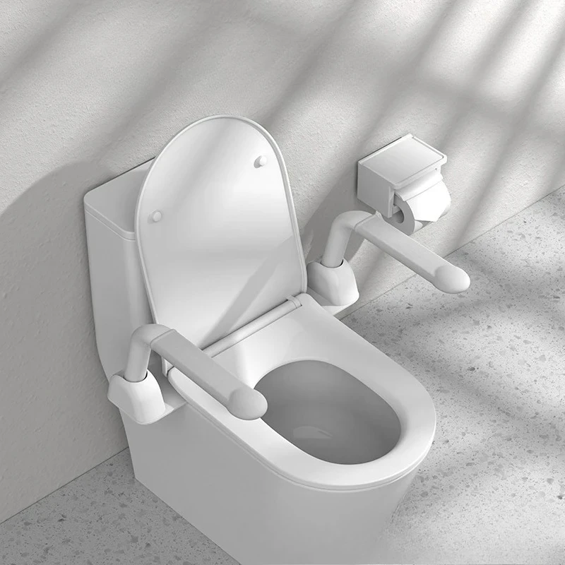 

‌No-Drill Toilet Safety Rail - Foldable Grab Bar for Elderly/Disabled, Bathroom Assist Handle with Non-Slip Grip
