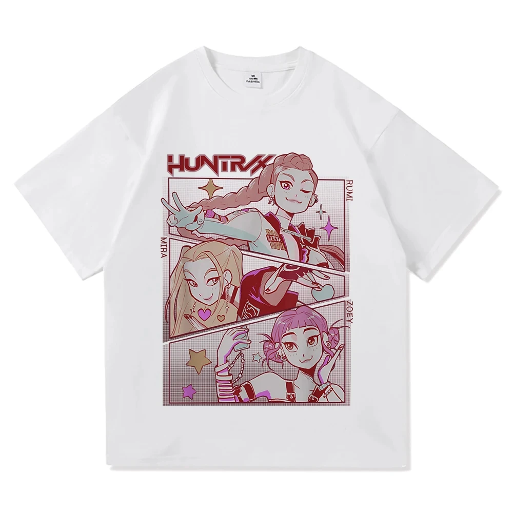 شيطان الصيادين 2025 فيلم الرسوم المتحركة تي شيرت Huntrix Girl Group Men_women الملابس خمر Harajuku بلايز عالية الجودة القطن بلايز