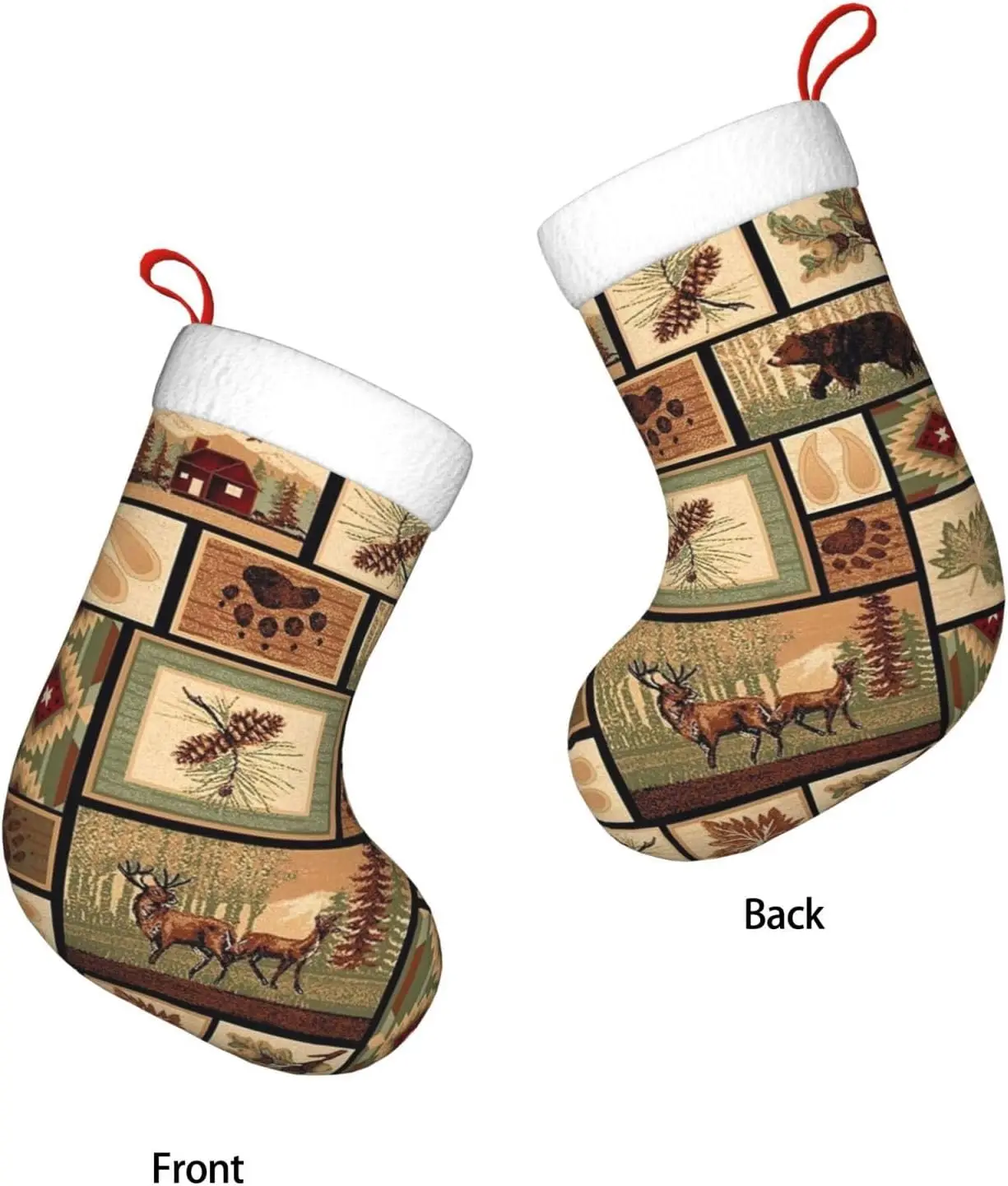 Wild Animals Print Cute Christmas Stockings,Soft Xmas Santa Stockings for Holiday Decor Supplies view 4